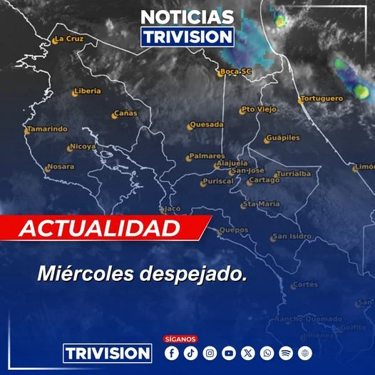 baja nubosidad y cielos despejados Costa Rica