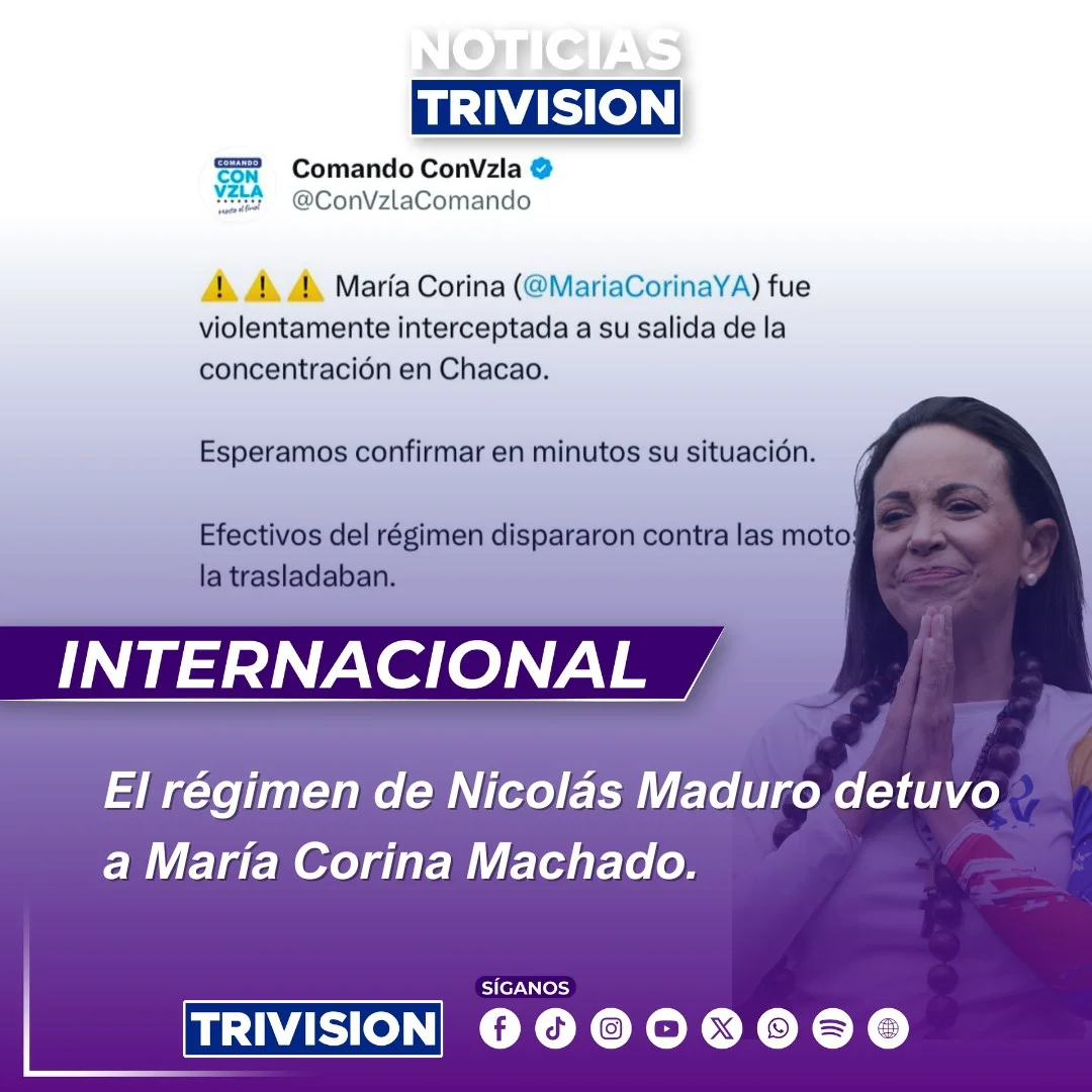 María Corina Machado detenida en Caracas durante protesta