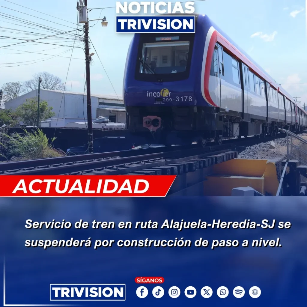Suspensión de servicios de tren Alajuela-Heredia-San José