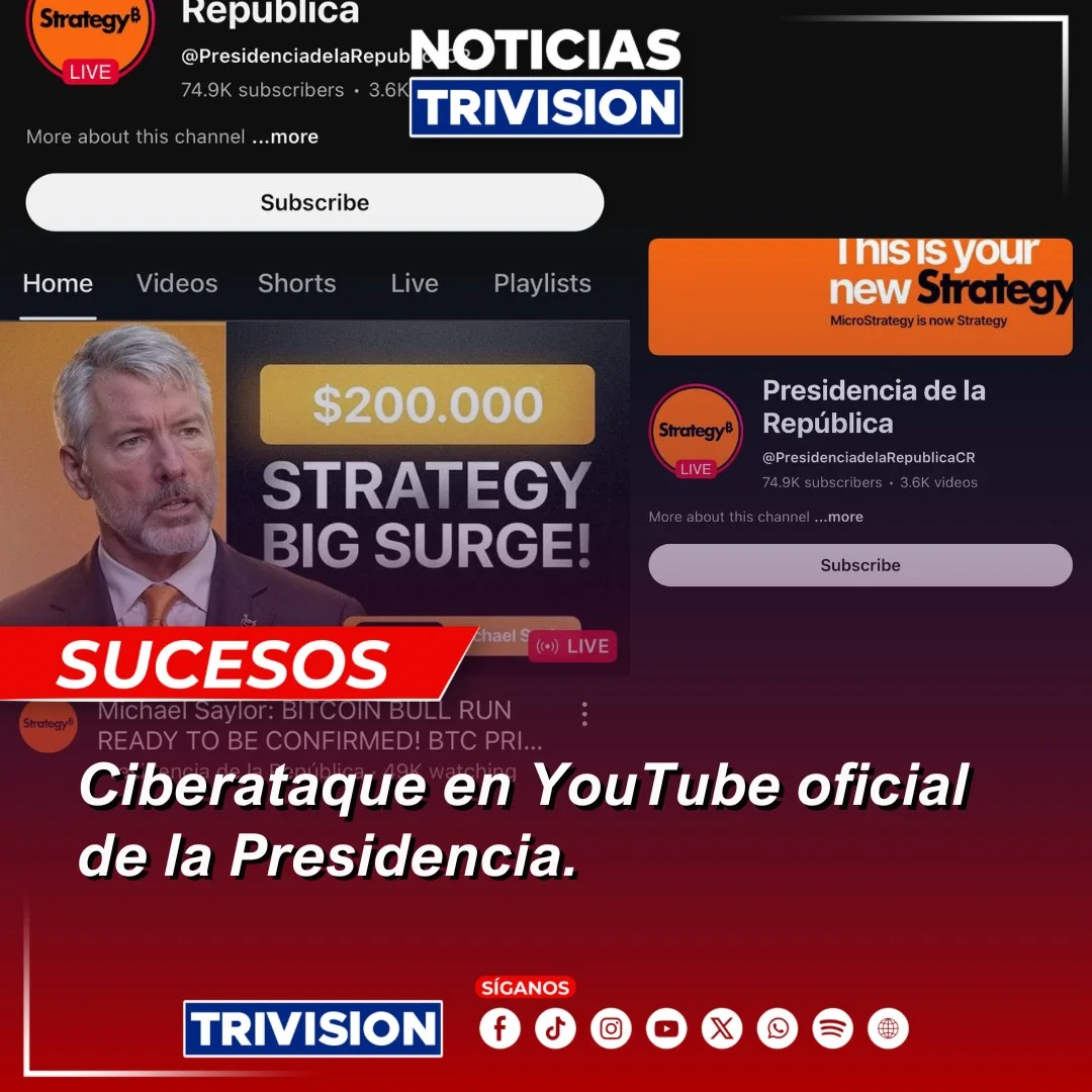 YouTube de Presidencia de Costa Rica sufre ataque cibernético