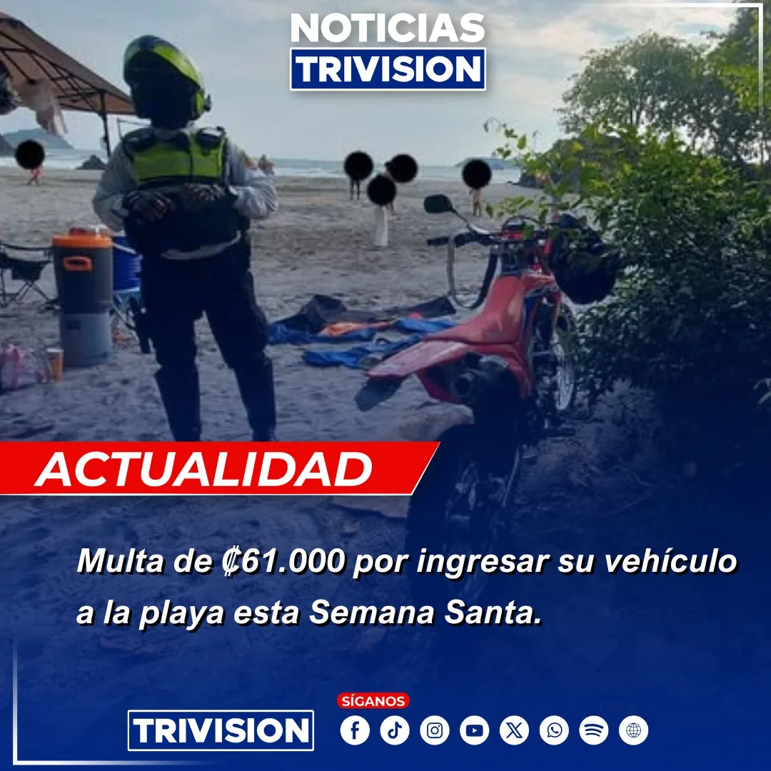 Multa de ₡61.000 por ingresar vehículo a la playa en Costa Rica