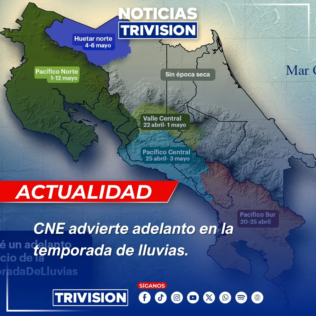 Temporada de lluvias podría adelantarse este año en Costa Rica