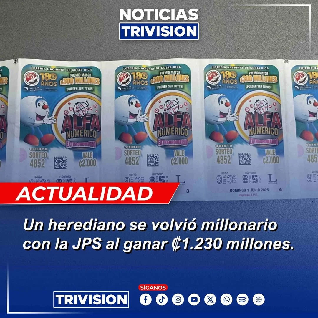 Adulto mayor de Heredia gana ₡1.230 millones en la JPS