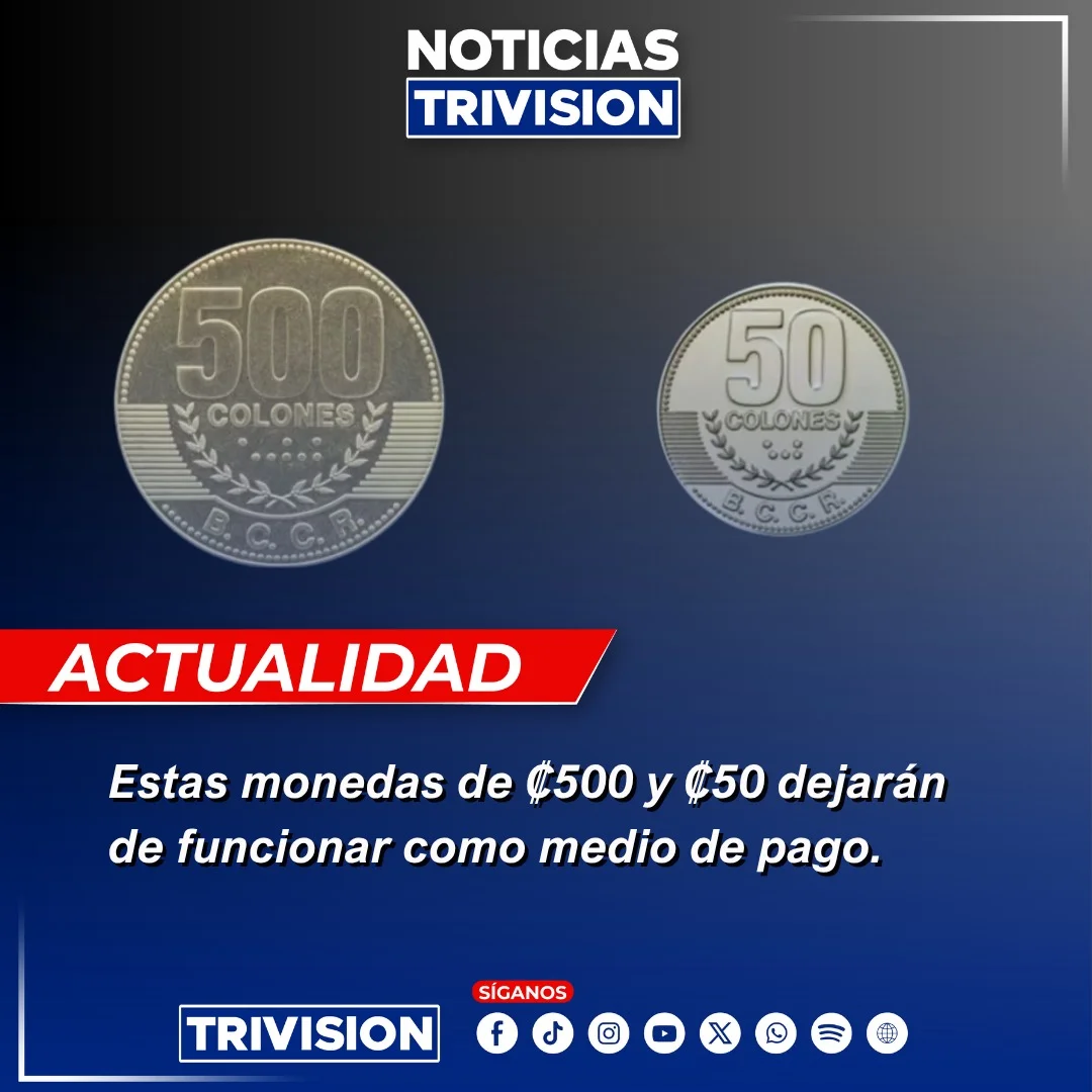 Monedas de ₡500 y ₡50 dejarán de circular el 30 de junio