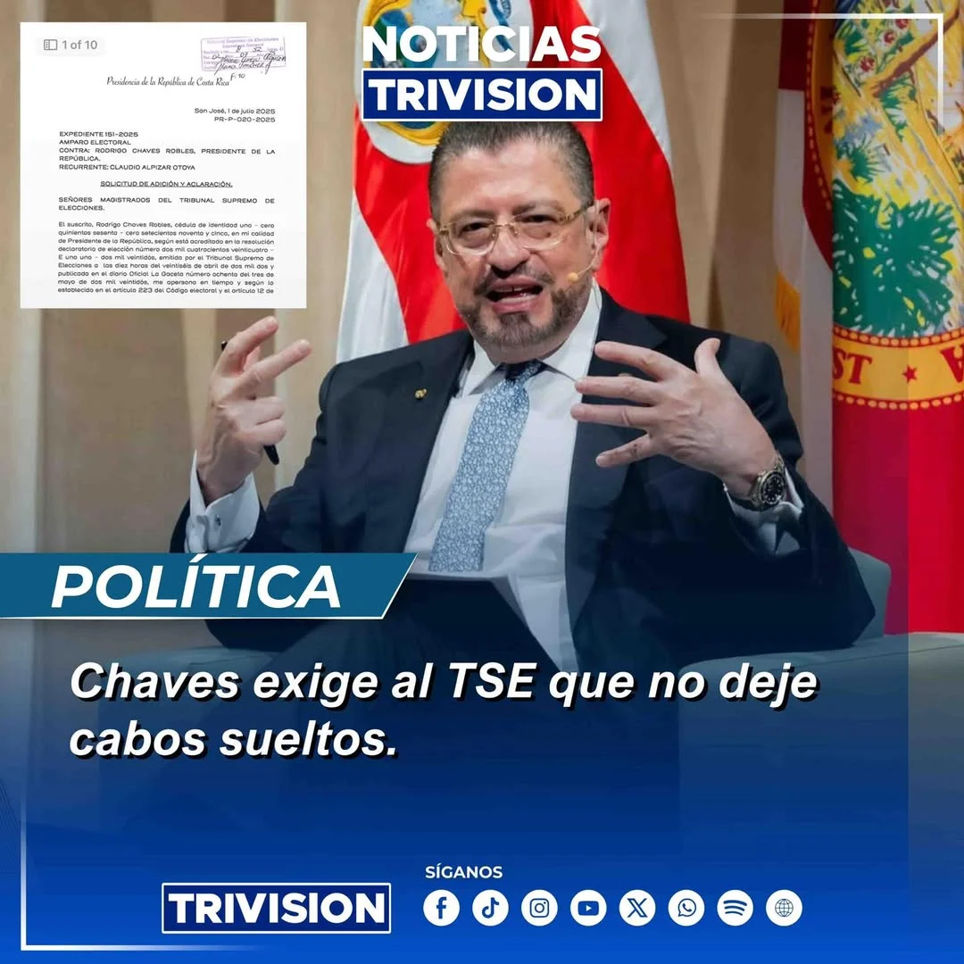 Presidente Rodrigo Chaves pide al TSE explicar fallo por incidir en el voto
