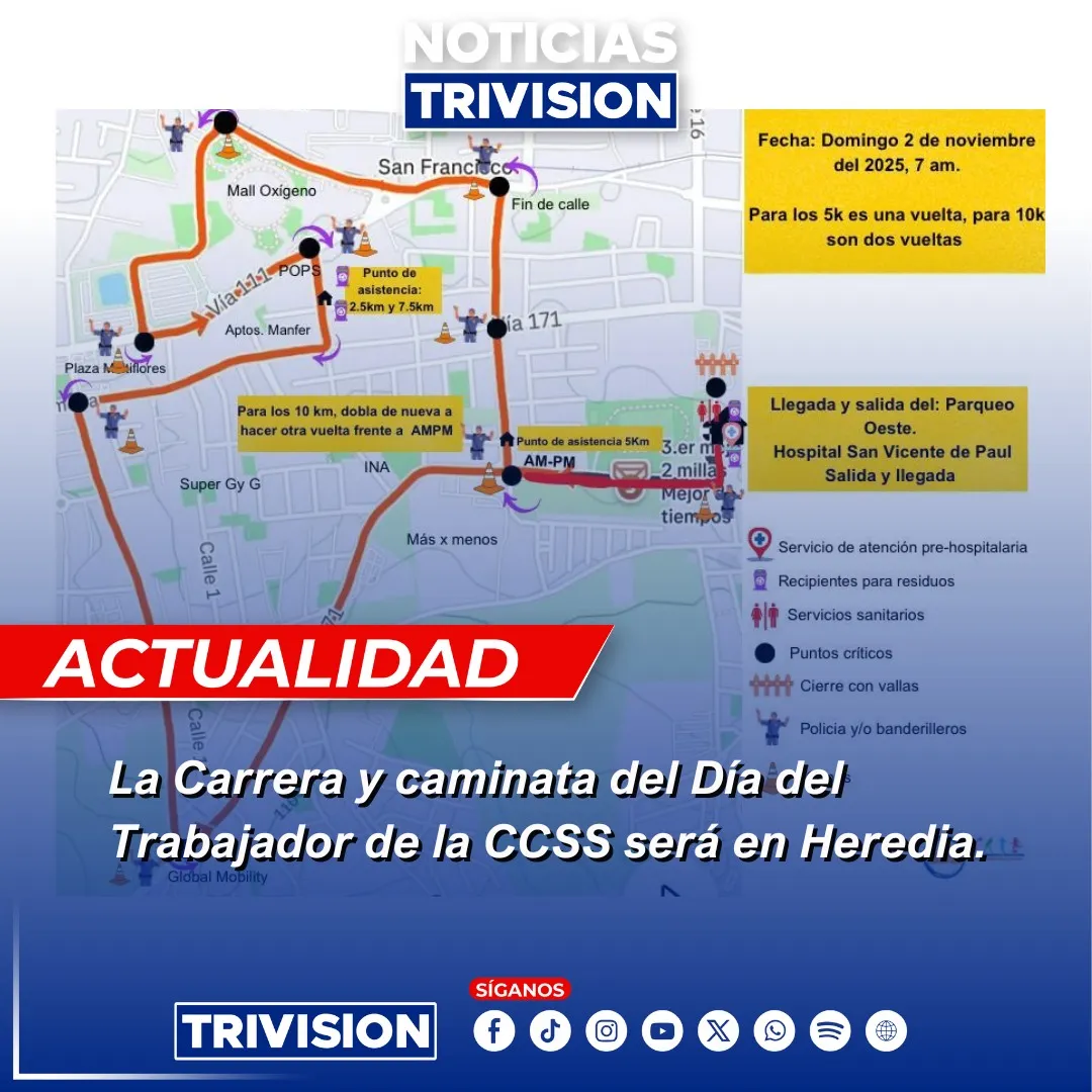 Heredia será sede de la carrera del Día del Trabajador