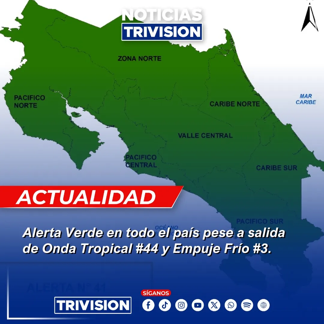 Onda Tropical 44 deja Costa Rica pero persisten lluvias