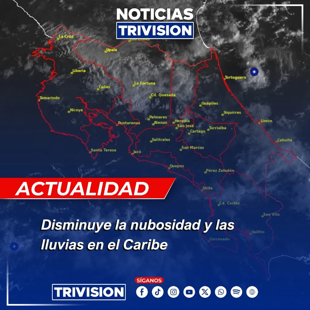 IMN reporta disminución de lluvias y nubosidad en el Caribe