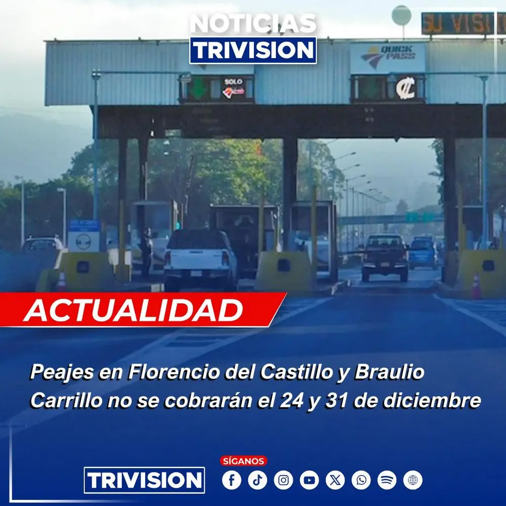 MOPT suspenderá peajes en rutas Florencio del Castillo y Braulio Carrillo en diciembre y enero.
