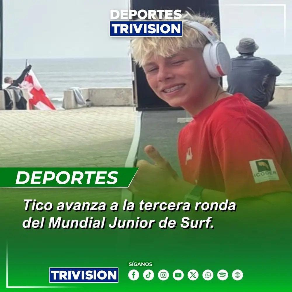 Surfista costarricense Carden Jagger avanza a la ronda 3 del Mundial Junior en Perú