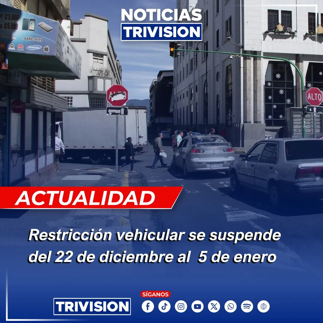 Suspensión de la restricción vehicular en San José inicia pronto