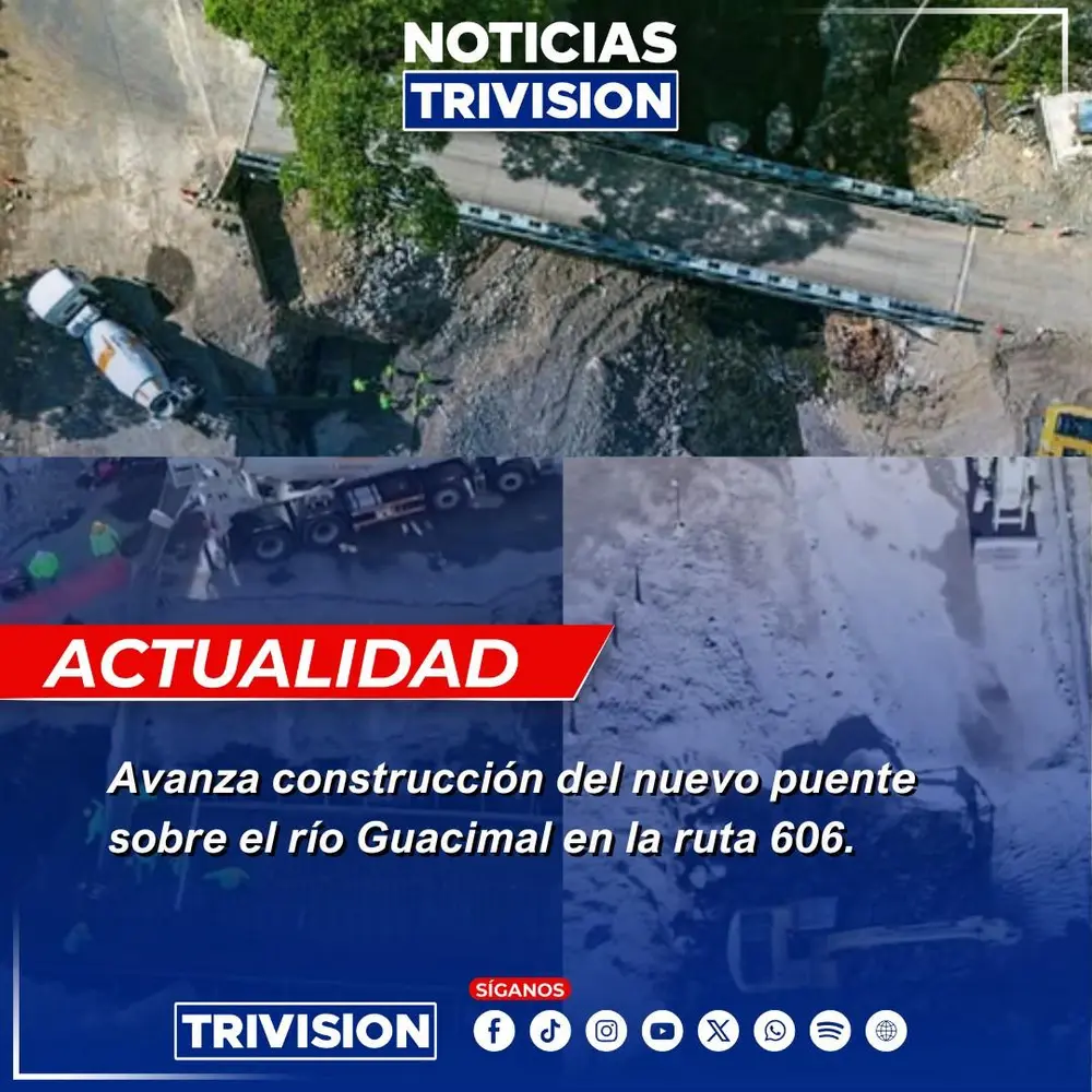 Avanza la construcción del nuevo puente sobre el río Guacimal en la ruta 606