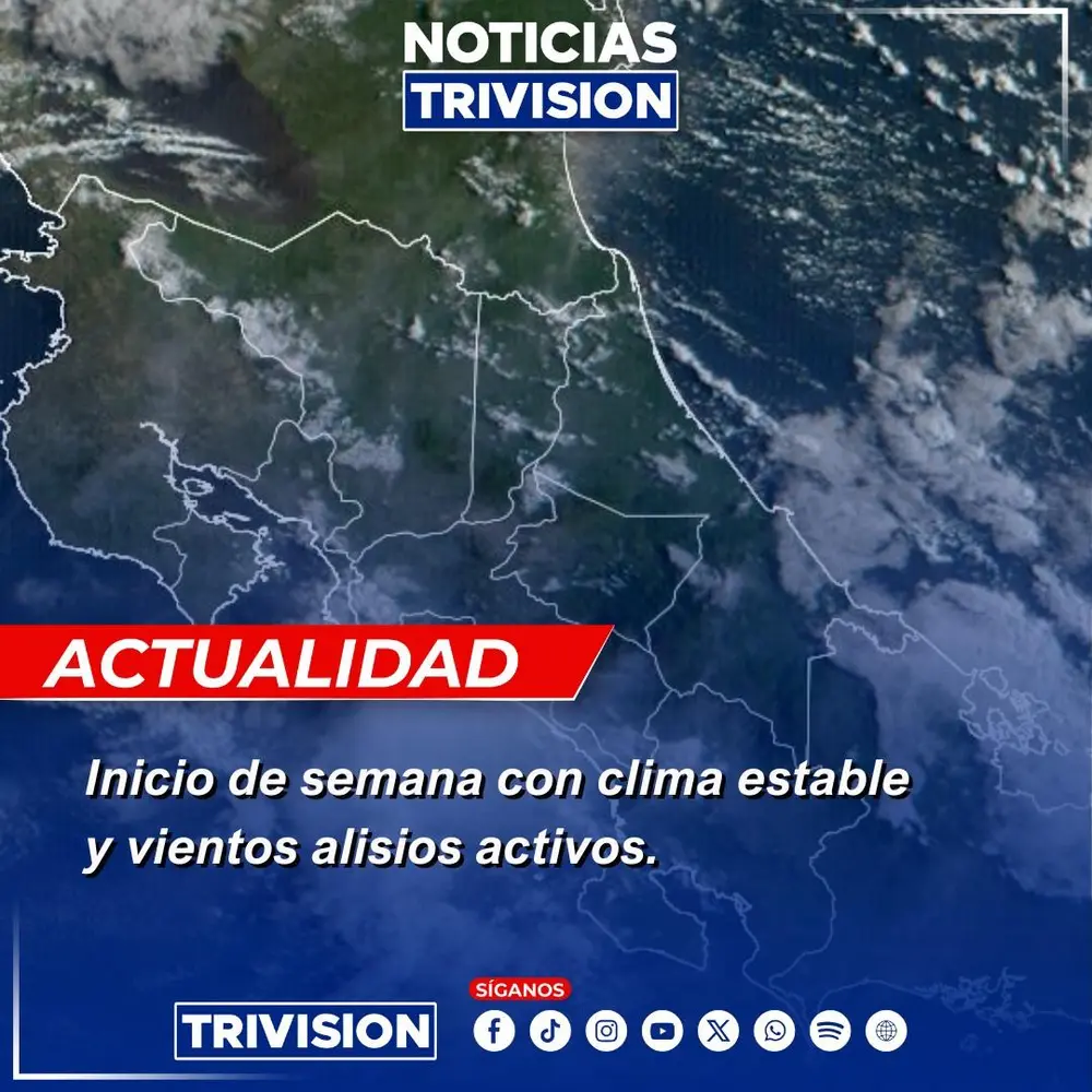 Inicia la semana con vientos alisios moderados y temperaturas cálidas en Costa Rica